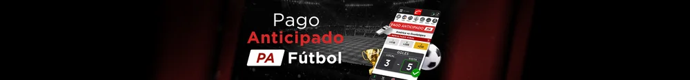 Banner del Pago Anticipado de Caliente con dos goles de ventaja