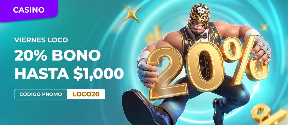 Banner del Viernes Loco de Winpot con el código promocional LOCO20