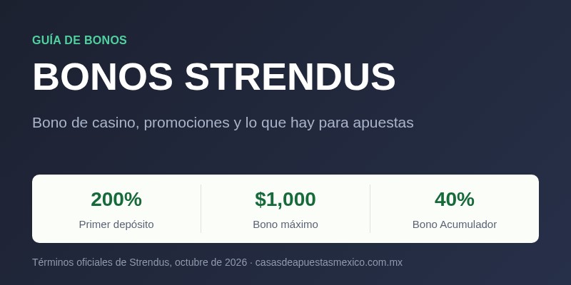 Bonos de Strendus: bono de casino, promociones y lo que hay para apuestas