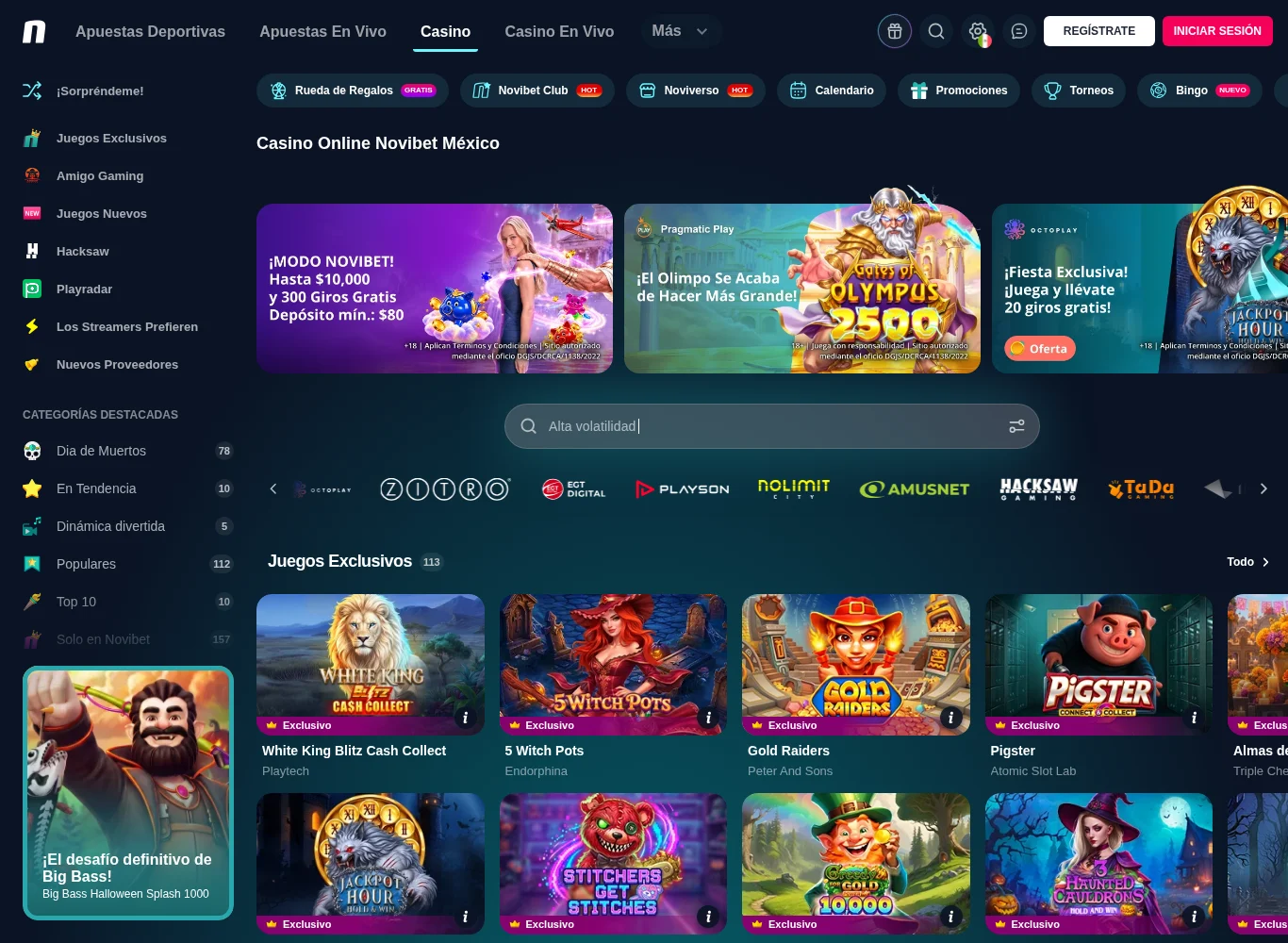 Casino online de Novibet México: juegos exclusivos, proveedores y el Modo Novibet con depósito mínimo de $80