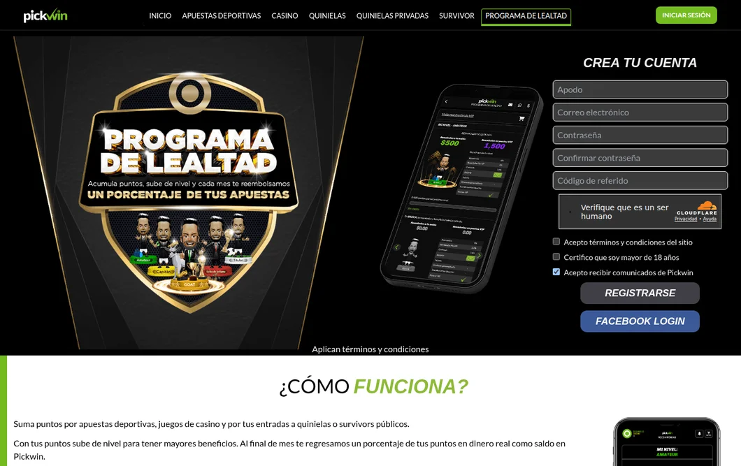 Programa de lealtad de Pickwin, que regresa cada mes un porcentaje de lo apostado