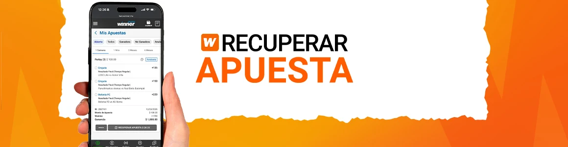 Banner oficial de Recuperar Apuesta, el cash out de Winner